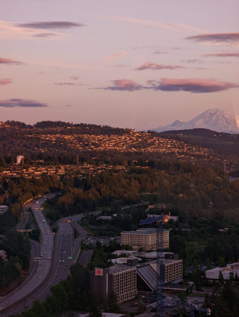 Sunset view of Bellevue Washington