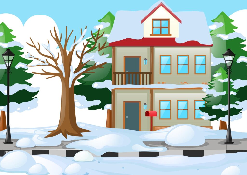 home illusttration in the snow