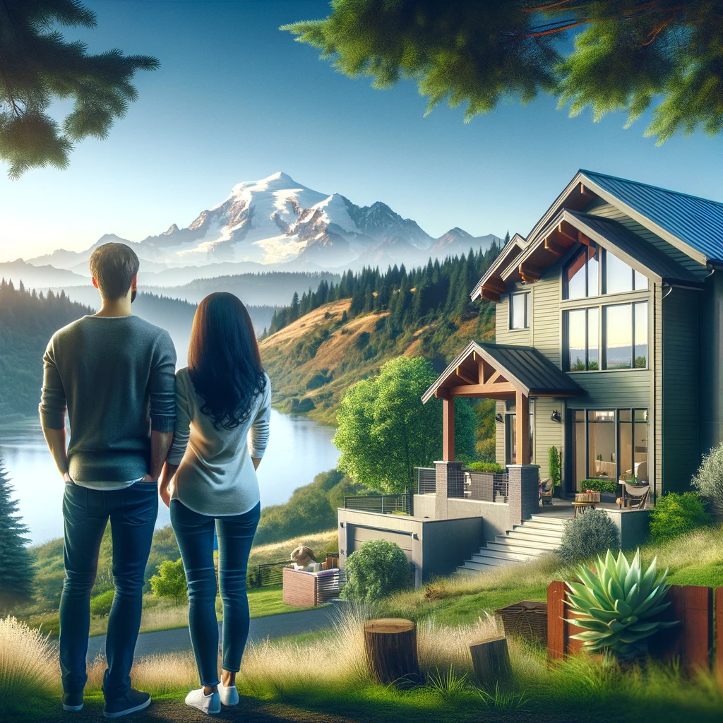 a couple looking at the washington state landscape